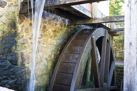 Upper water wheel of the Zschonermühle, Dresden, Saxony, Germany, Europe