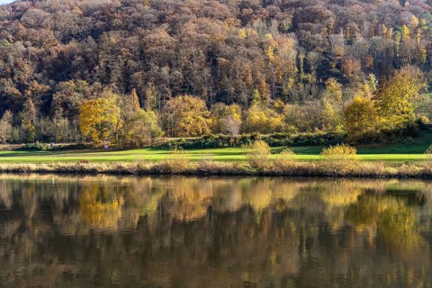 The Weser near Bodenwerder, Lower Saxony, Germany, Europe