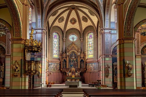 Altar of the town church of Our Lady of Mount Carmel in Bräunlingen, Black Forest,