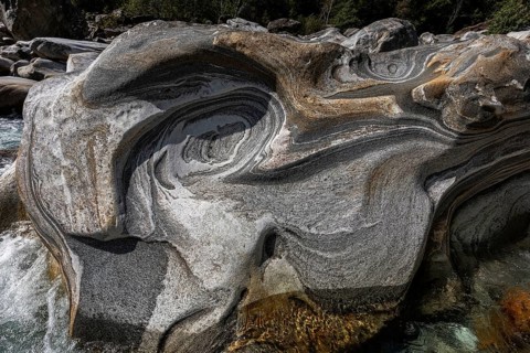 Rocks in the Verzasca River between Lavertezzo and Brione, Verzasca Valley, Valle Verzasca, Canton