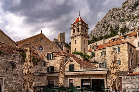 The Church of St Michael in the old town centre of Omis, Croatia, Europe