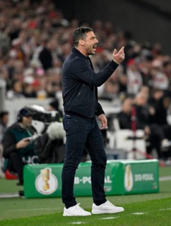 Coach Coach Zsolt Löw RasenBallsport RB Leipzig RBL Gesture Gesture TV camera Semi-final, DFB Cup,