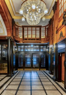 Historic interior design, staircase and corridor in the Hindenburghaus, Großer Burstah 31, Hamburg,