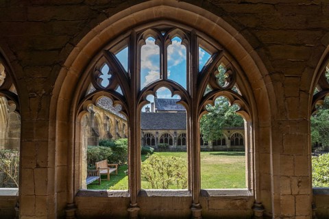 The cloisters of New College, University of Oxford, Oxfordshire, England, Great Britain