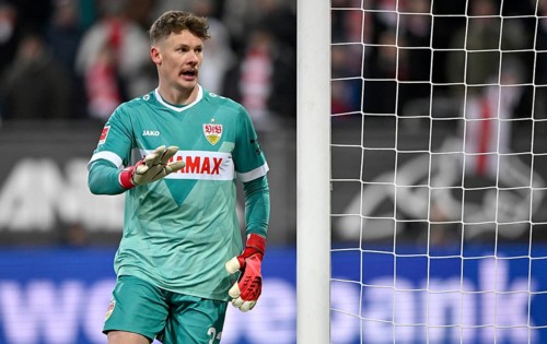Goalkeeper Alexander Nübel VfB Stuttgart (33) Gesture Gesture WWK Arena, Augsburg, Bavaria,