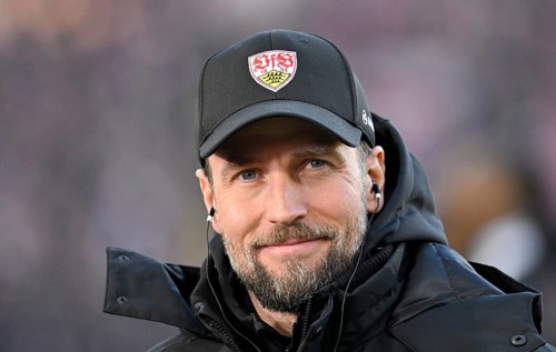 Coach Sebastian Hoeneß VfB Stuttgart Portrait smiles, MHPArena, MHP Arena Stuttgart,