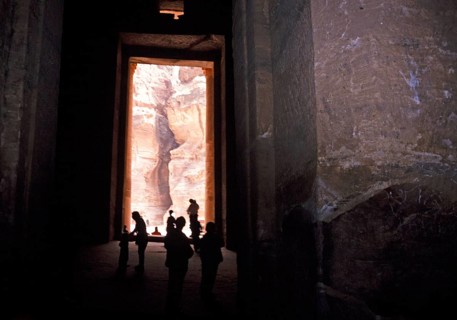 The interior of the treasury building at the archaeological site of Petra, Jordan, 1998, Asia