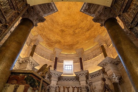 Dome in the interior of the Cathedral of St Domnius in Split, Croatia, Europe