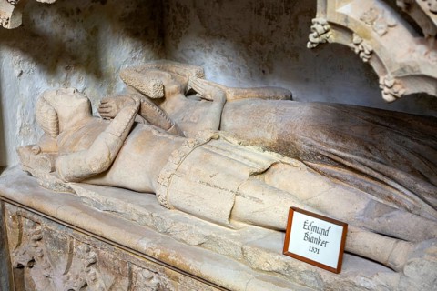Tomb monument effigies Edmund Blanket d 1371 and wife, church of Saint Stephen, St Stephen's