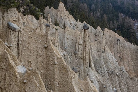 Earth pyramids located in Platten in the municipality of Percha, near Bruneck in South Tyrol,