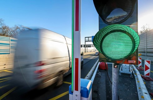 Recklinghausen, North Rhine-Westphalia, Germany - Barrier system on the A43 due to dilapidated