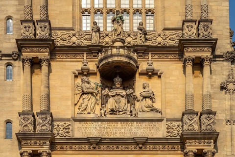 Detail of the Tower of the Five Orders, Bodleian Library, University of Oxford, Oxford,