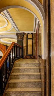 Historic interior design, staircase and corridor in the Hindenburghaus, Großer Burstah 31, Hamburg,