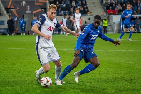 Football UEFA Europa League, 2024/25 season, matchday 7: TSG Hoffenheim v Tottenham Hotspur. On the