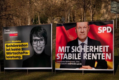 Election posters for the federal election on 23 February 2025, Judith Skudelny, FDP, with direct