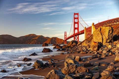 The Golden Gate Bridge and Marshall Beach in San Francisco, California, United States of America,