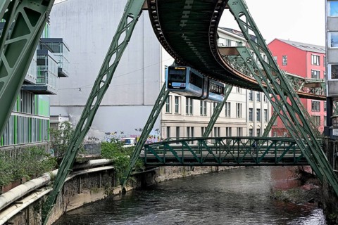 Suspension railway over the Wupper, Elberfeld district, Wuppertal, Bergisches Land, North