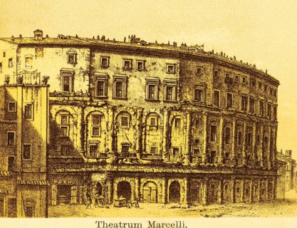 Theatrum Marcelli, theatre of M. Claudius Marcellus in the 19th century, ancient Rome,