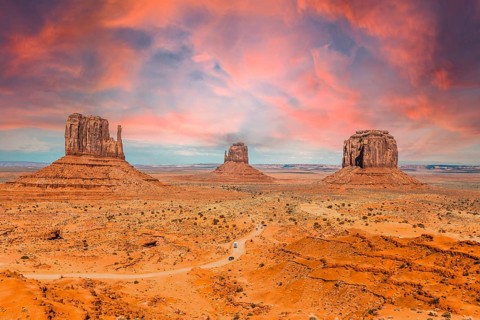 Monument Valley National Park at the Visitor Center at Orange Sunrise, Utah. United States