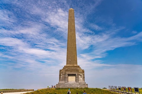 Obelisk of the Dover Patrol Monument at Cap Blanc-Nez on the Côte d'Opale or Opal Coast, France,