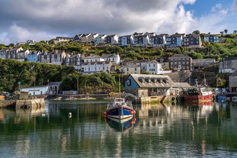 Town view and harbour of Mevagissey, Cornwall, England, Great Britain