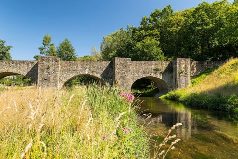 Historic old bridge over the Freiberger Mulde in Halsbrücke, Saxony, Germany, Europe