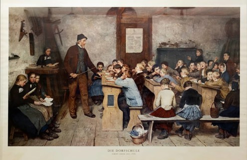Village school from 1848, painting by Albert Anker, reproduction, Friedrichshafen School Museum,