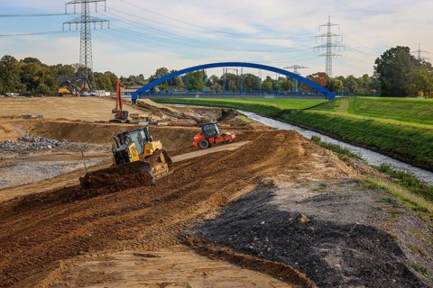 Dinslaken, Voerde, North Rhine-Westphalia, Germany, Construction site Emscher estuary into the