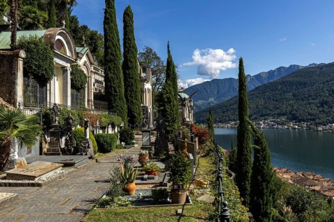 Cemetery, Monumental cemetery, Morcote, Lake Lugano, Lago di Lugano, Canton Ticino, Switzerland,