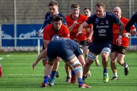 Rugby: Germany against MKS Pogon Awenta Siedlce, Poland in Heidelberg (test match of the German