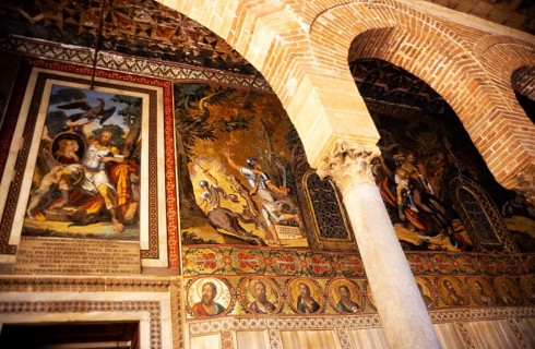 Wall paintings in the Palatine Chapel in the Norman Palace, Palermo, Sicily, Italy, 1999, Europe