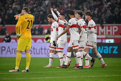 Goal celebration #s25#Deniz Undav VfB Stuttgart (26) Josha Vagnoman VfB Stuttgart (04) Ameen