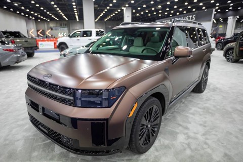 Detroit, Michigan USA - 15 January 2025 - The Hundai Santa Fe hybrid at the 2025 Detroit Auto Show
