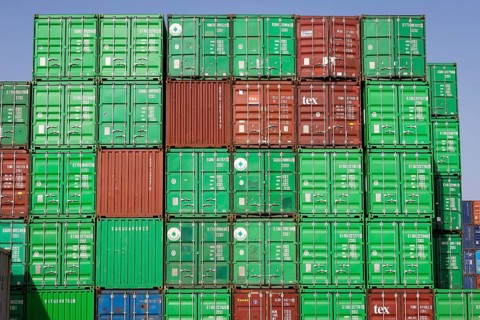 Duisburg, Ruhr area, North Rhine-Westphalia, Germany - Duisburg harbour, containers at the