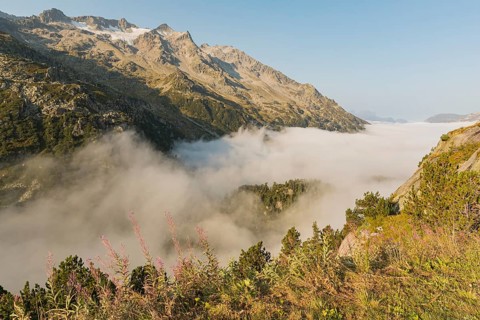View from the Sustenpass High Alpine Road, close to the lake Steinsee