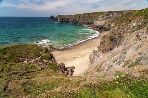 Pentreath Beach on the Lizard Peninsula, Cornwall, England, Great Britain