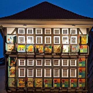 Large Advent Calendar at the Old Town Hall, Nostalgic Christmas Market, Hattingen, Ruhr Area, North