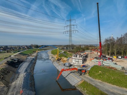 Dinslaken, Voerde, North Rhine-Westphalia, Germany - New Emscher estuary into the Rhine. New