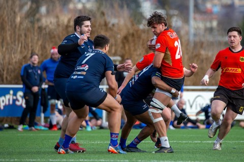 Rugby: Germany against MKS Pogon Awenta Siedlce, Poland in Heidelberg (test match of the German