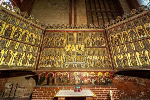 Altarpiece from St Georgen in the interior of St Nikolai Church in the Hanseatic city of Wismar,
