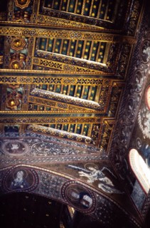 Detail of the decorated roof in the Norman cathedral of Monreale, Cathedral of Monreale, near