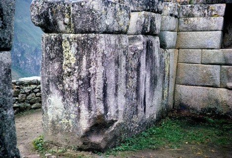 Huge stone blocks used in Inca masonry, Machu Picchu, Peru, South America, around 1962, South