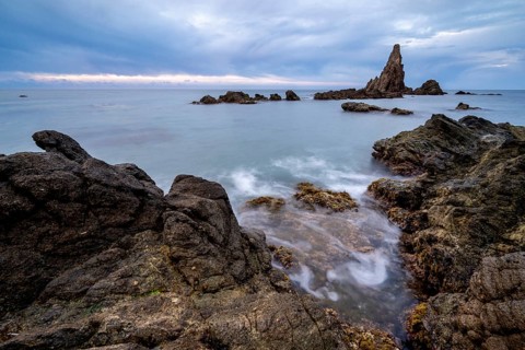Rocky coast, Cabo de Gata-Nijar Natural Park, Almeria, Andalusia, Spain, Europe