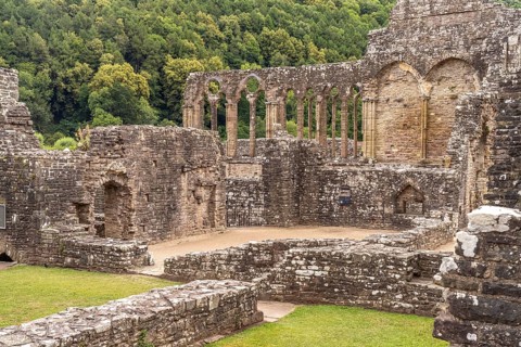The ruins of Tintern Abbey in the Wye Valley, Tintern, Monmouth, Wales, Great Britain