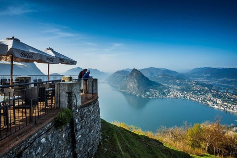 Restaurant, Monte Brè, spring, Lugano, Lake Lugano, Lago di Lugano, Ticino, Switzerland, Europe