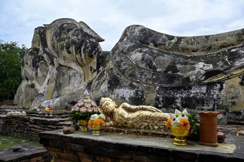 Reclining Buddha in Wat Lokayasutharam, Temple of the Resting Buddha, Ayutthaya, Ayutthaya