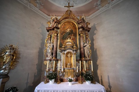 Altar of St Wendilinus Church built between 1766 and 1769, Steinbach, Lower Franconia, Bavaria,
