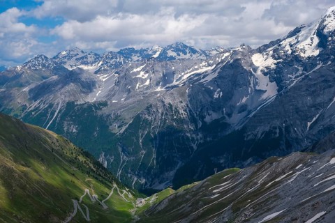 Stilfserjoch, Vinchgau, South Tyrol, Italy, mountain landscape on the Ortler, Italian Alps, snowy