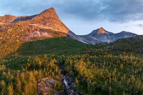 Mountains at the Efjord, near Narvik, Tysfjord, Ofoten, Nordland, Norway, Europe