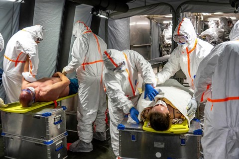 Care of patients after decontamination, injured persons after an assumed accident with hazardous
